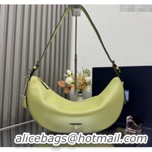 Top Grade Prada Demi-lune large leather shoulder bag 1BC255 Pistachio Green 2025