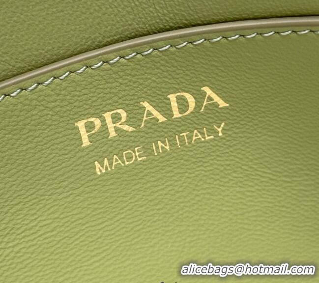 Top Grade Prada Demi-lune large leather shoulder bag 1BC255 Pistachio Green 2025