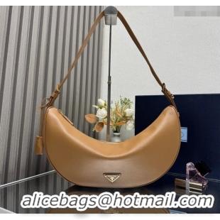 Well Crafted Prada Demi-lune large leather shoulder bag 1BC255 Brown 2025