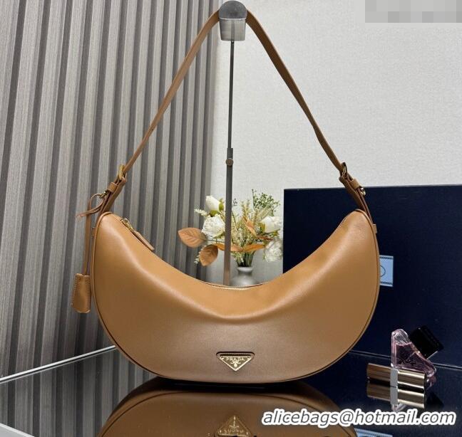 Well Crafted Prada Demi-lune large leather shoulder bag 1BC255 Brown 2025