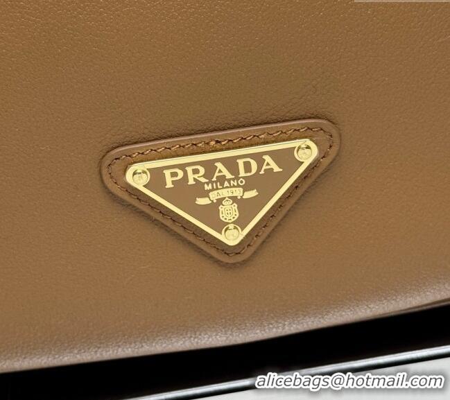 Well Crafted Prada Demi-lune large leather shoulder bag 1BC255 Brown 2025