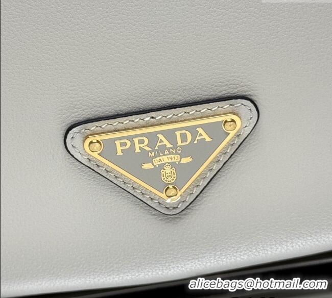 Luxury Discount Prada Demi-lune large leather shoulder bag 1BC255 White 2025