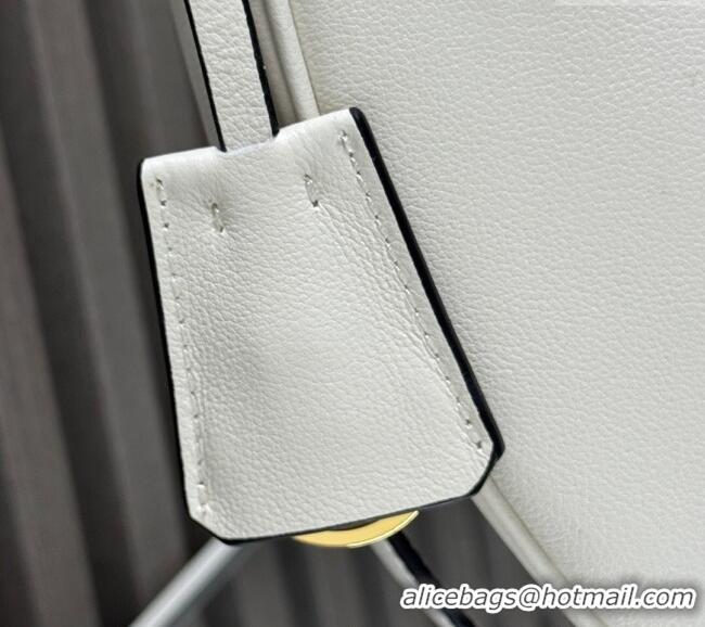 Luxury Discount Prada Demi-lune large leather shoulder bag 1BC255 White 2025