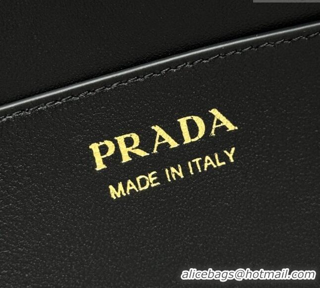 Buy New Cheap Prada Demi-lune large leather shoulder bag 1BC255 Black 2025