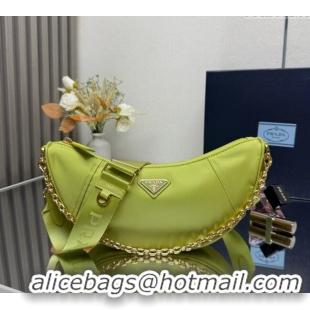 Reasonable Price Prada Demi-lune Re-Nylon shoulder bag 1BH222 Lemon Green 2025