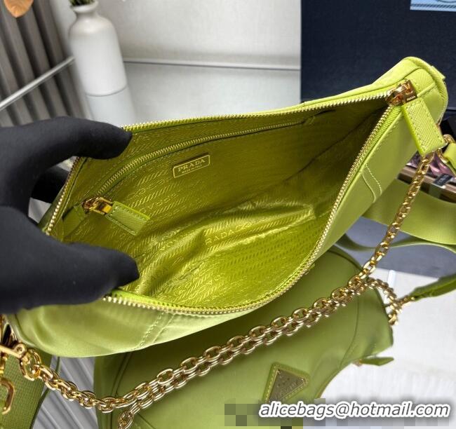 Reasonable Price Prada Demi-lune Re-Nylon shoulder bag 1BH222 Lemon Green 2025
