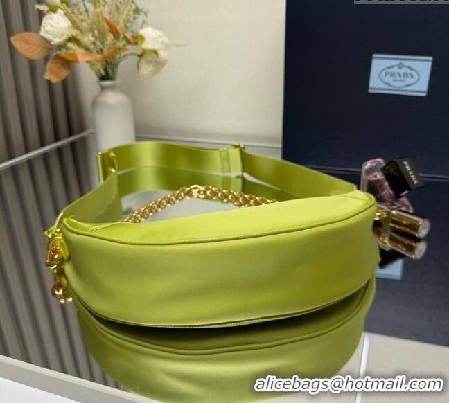 Reasonable Price Prada Demi-lune Re-Nylon shoulder bag 1BH222 Lemon Green 2025