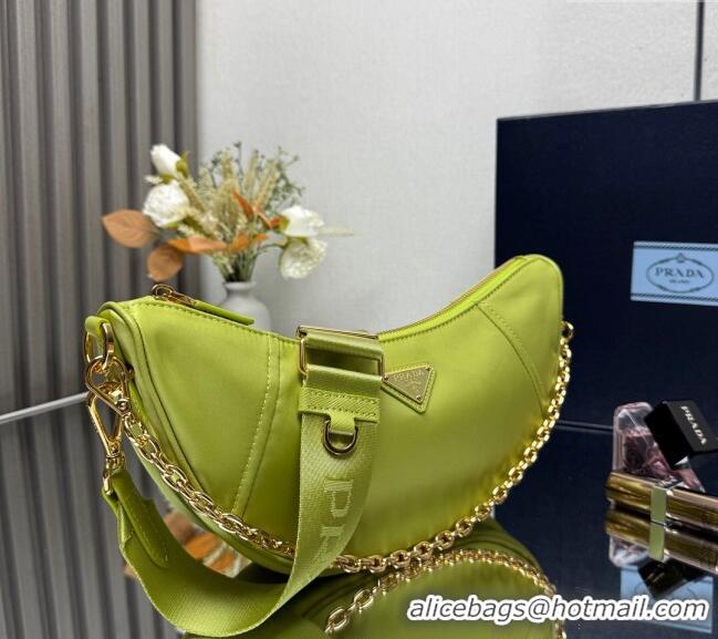 Reasonable Price Prada Demi-lune Re-Nylon shoulder bag 1BH222 Lemon Green 2025