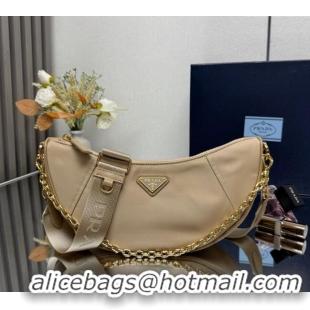 Good Looking Prada Demi-lune Re-Nylon shoulder bag 1BH222 Beige 2025