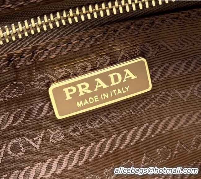 Best Quality Prada Demi-lune Re-Nylon shoulder bag 1BH222 Brandy Brown 2025