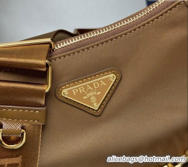 Best Quality Prada Demi-lune Re-Nylon shoulder bag 1BH222 Brandy Brown 2025