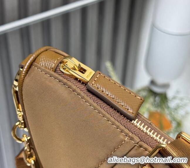 Best Quality Prada Demi-lune Re-Nylon shoulder bag 1BH222 Brandy Brown 2025