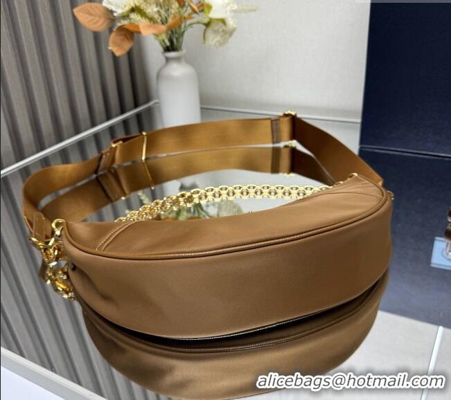 Best Quality Prada Demi-lune Re-Nylon shoulder bag 1BH222 Brandy Brown 2025