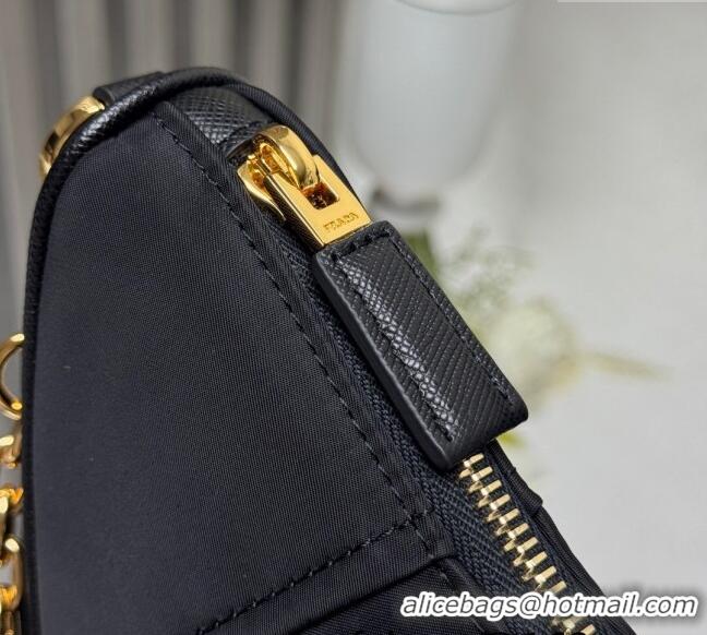 Top Grade Prada Demi-lune Re-Nylon shoulder bag 1BH222 Black 2025