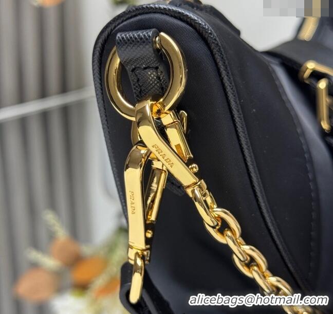 Top Grade Prada Demi-lune Re-Nylon shoulder bag 1BH222 Black 2025