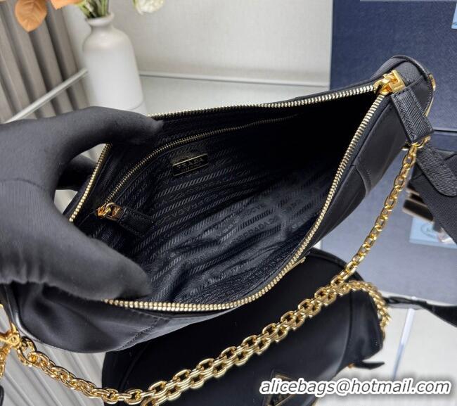 Top Grade Prada Demi-lune Re-Nylon shoulder bag 1BH222 Black 2025