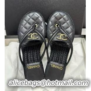 ​Shop New Fashion Chanel Coco Beach Thongs Suede Kidskin G46336 Black 2025