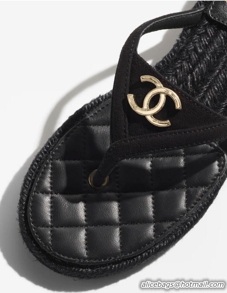 ​Shop New Fashion Chanel Coco Beach Thongs Suede Kidskin G46336 Black 2025