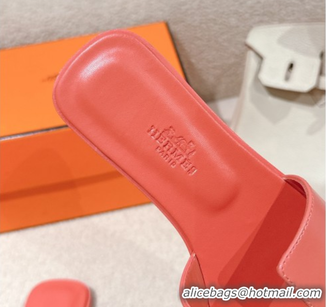 Trendy Design Hermes Oran Classic Flat Slides Sandal in Smooth Calfskin Pink 0421060