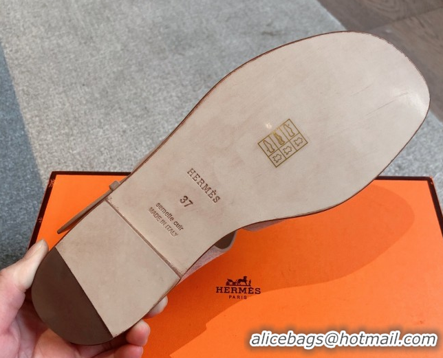 Shop Duplicate Hermes Karen Flat Sandals in Suede Light Pink 0421082