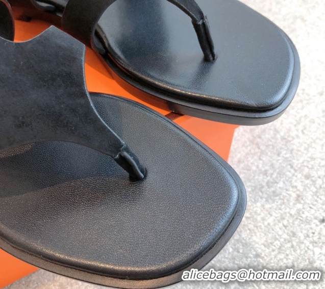 Classic Specials Hermes Karen Flat Sandals in Suede Black 0421083