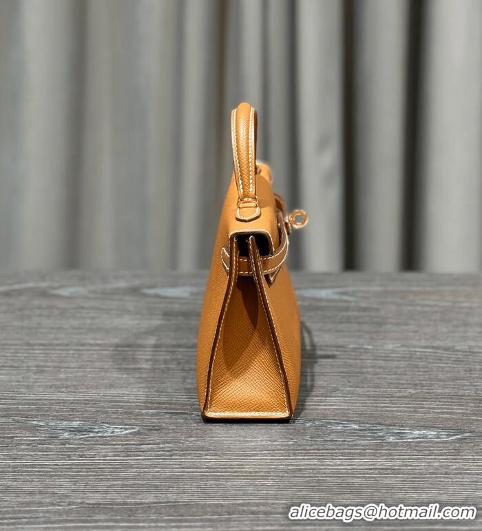 Top Grade Hermes Mini Kelly II Bag in Original Epsom Leather H09142 Brown/Gold