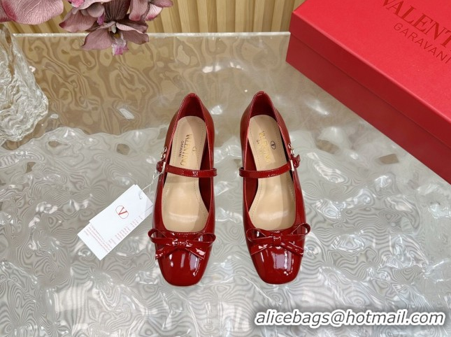 Best Product Valentino Mary-Janes Ballerinas Flats with Bow in Patent Leather Red VLTN02251