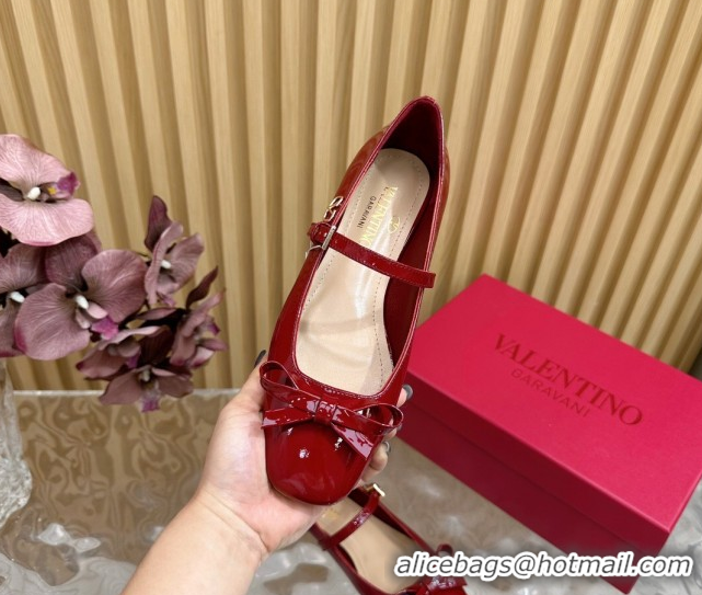 Best Product Valentino Mary-Janes Ballerinas Flats with Bow in Patent Leather Red VLTN02251