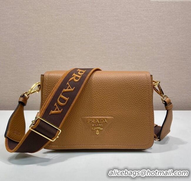 Pretty Style Prada Leather shoulder bag 1BD314 Brown 2025