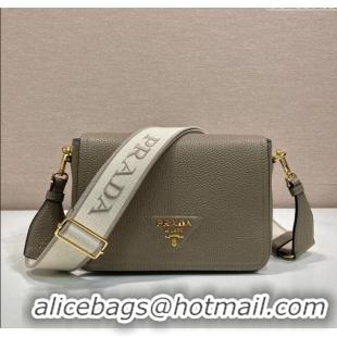 Top Design Prada Leather shoulder bag 1BD314 Clay Grey 2025