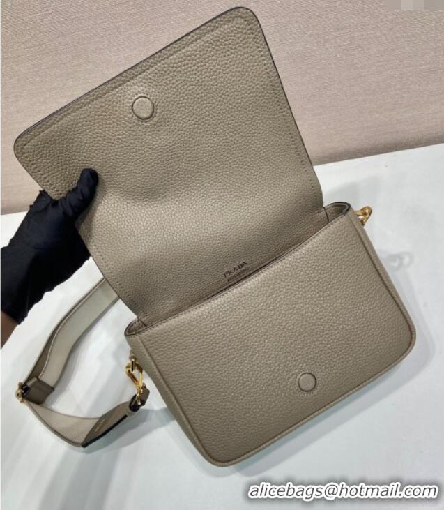 Top Design Prada Leather shoulder bag 1BD314 Clay Grey 2025