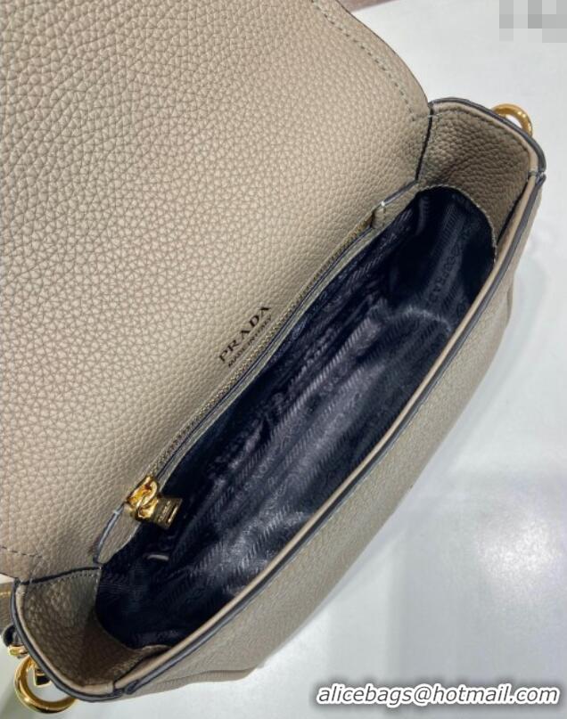 Top Design Prada Leather shoulder bag 1BD314 Clay Grey 2025