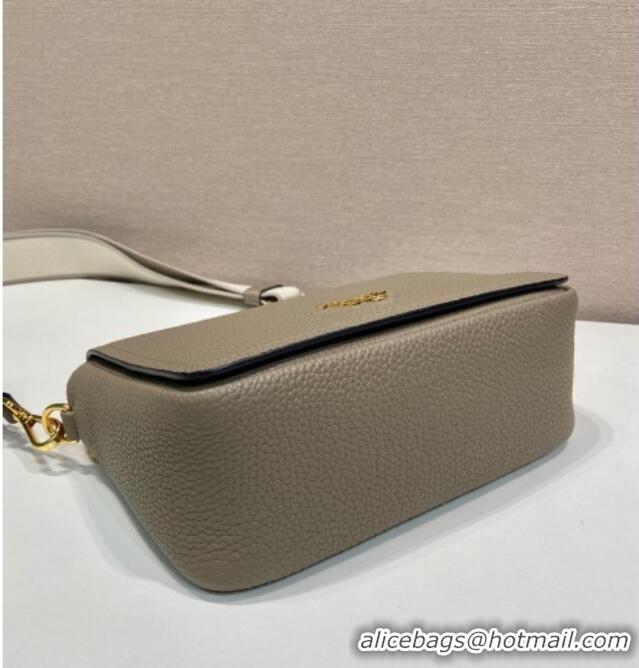 Top Design Prada Leather shoulder bag 1BD314 Clay Grey 2025