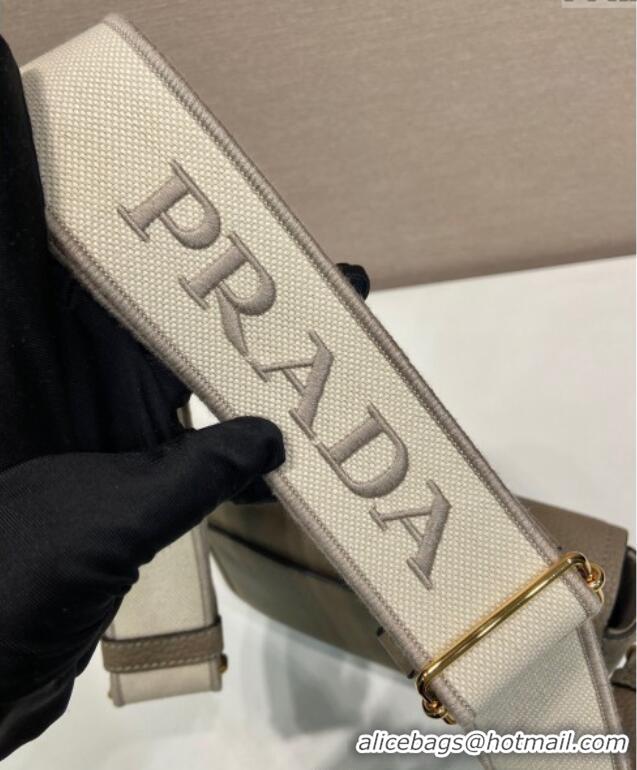 Top Design Prada Leather shoulder bag 1BD314 Clay Grey 2025