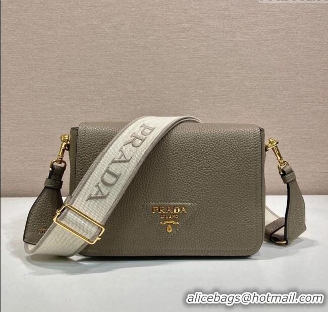 Top Design Prada Leather shoulder bag 1BD314 Clay Grey 2025