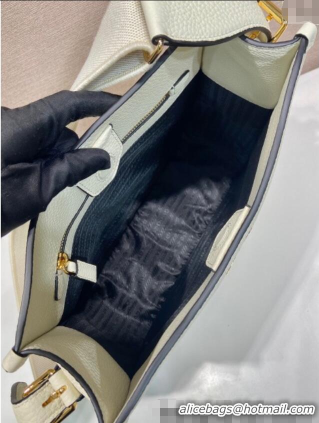 Famous Brand Prada Medium leather bag 1BC073 White 2025