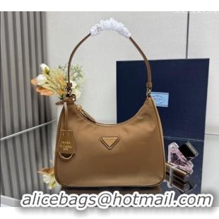 Grade Design Prada Re-Edition 2005 Re-Nylon and Saffiano hobo mini bag 1N204M Brandy Brown 2025