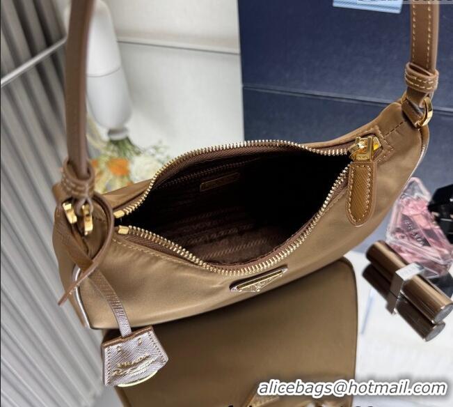 Grade Design Prada Re-Edition 2005 Re-Nylon and Saffiano hobo mini bag 1N204M Brandy Brown 2025