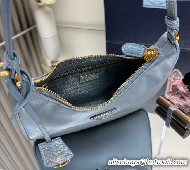 Grade Design Prada Re-Edition 2005 Re-Nylon and Saffiano hobo mini bag 1N204M Pale Blue 2025