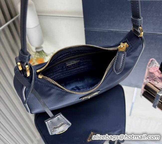 Top Quality Prada Re-Edition 2005 Re-Nylon and Saffiano hobo mini bag 1N204M Balticlue Blue 2025