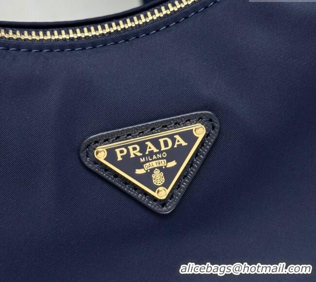 Top Quality Prada Re-Edition 2005 Re-Nylon and Saffiano hobo mini bag 1N204M Balticlue Blue 2025
