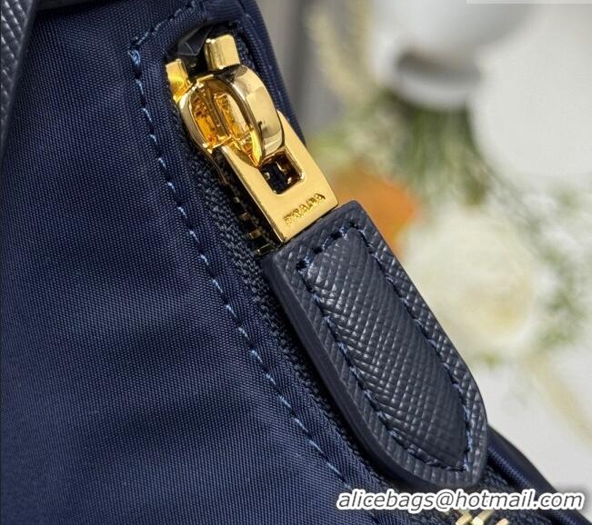 Top Quality Prada Re-Edition 2005 Re-Nylon and Saffiano hobo mini bag 1N204M Balticlue Blue 2025