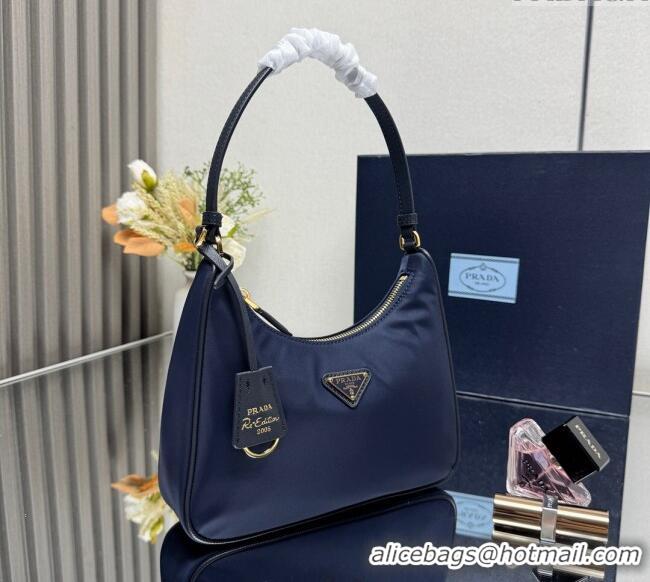 Top Quality Prada Re-Edition 2005 Re-Nylon and Saffiano hobo mini bag 1N204M Balticlue Blue 2025