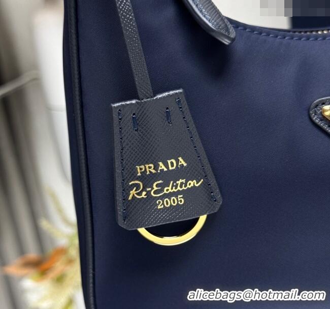 Top Quality Prada Re-Edition 2005 Re-Nylon and Saffiano hobo mini bag 1N204M Balticlue Blue 2025