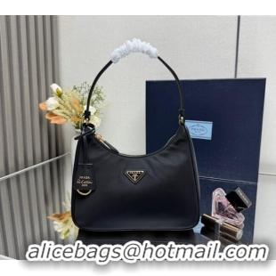 Grade Quality Prada Re-Edition 2005 Re-Nylon and Saffiano hobo mini bag 1N204M Black 2025