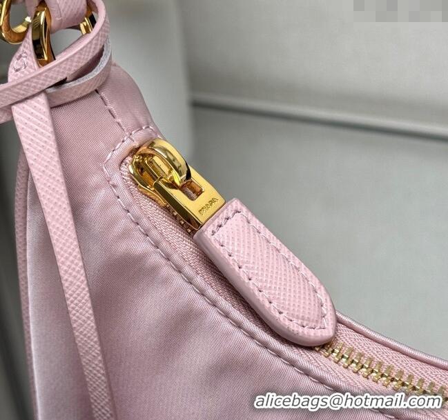 Famous Brand Prada Re-Edition 2005 Re-Nylon and Saffiano hobo mini bag 1N204M Alabaster Pink 2025