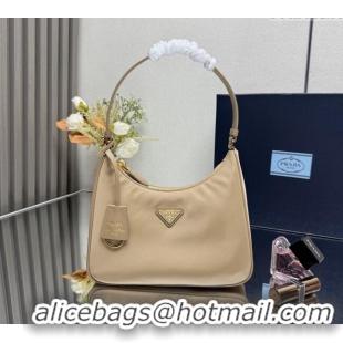 Buy Fashionable Prada Re-Edition 2005 Re-Nylon and Saffiano hobo mini bag 1N204M Beige 2025