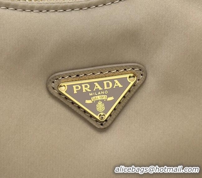 Buy Fashionable Prada Re-Edition 2005 Re-Nylon and Saffiano hobo mini bag 1N204M Beige 2025