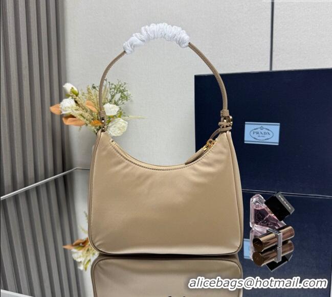 Buy Fashionable Prada Re-Edition 2005 Re-Nylon and Saffiano hobo mini bag 1N204M Beige 2025