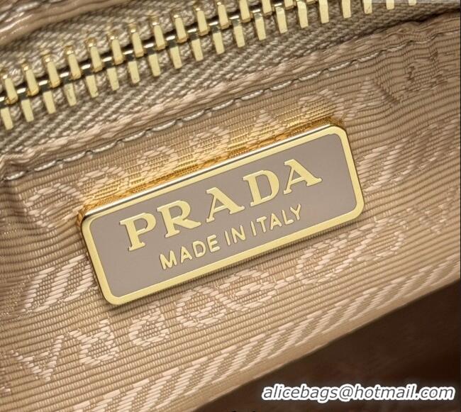 Buy Fashionable Prada Re-Edition 2005 Re-Nylon and Saffiano hobo mini bag 1N204M Beige 2025